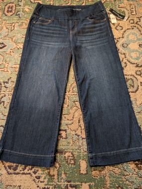 Stitch Star Dark Blue Cropped Wide-Leg Jeans for Women